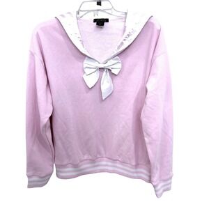 Sweet Society Pink Bunny Ear Sailor Collar Sweatshirt SZ XS Hot Topic NWOT Twee